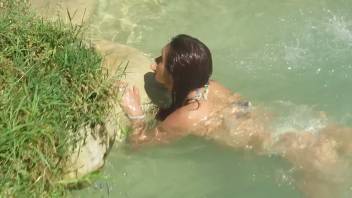 GODDESS MILF GETS WET IN COLD WATER POOL IN CHURIN